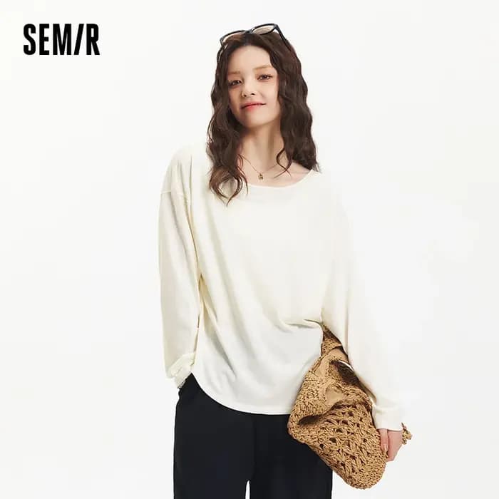 Semir-T-Shirt à Manches sulfet Col en U pour Femme
