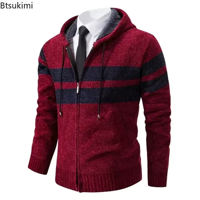 Nouveau 2026 hommes à capuche Cardigans pull manteaux tricoté