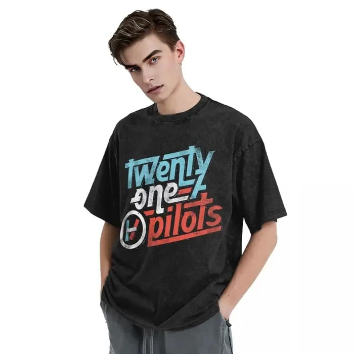 Twenty One Pilots femme hommes lavé marquage à chaud impression T-Shirt