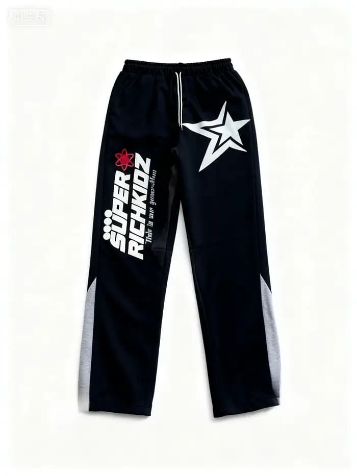 Pantalon de jogging ample vintage pour homme à imprimé étoiles, décontracté, style rave amusant, con
