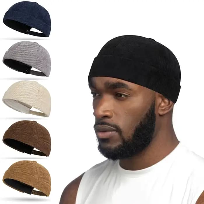Casquette sans bords en velours côtelé pour hommes et femmes