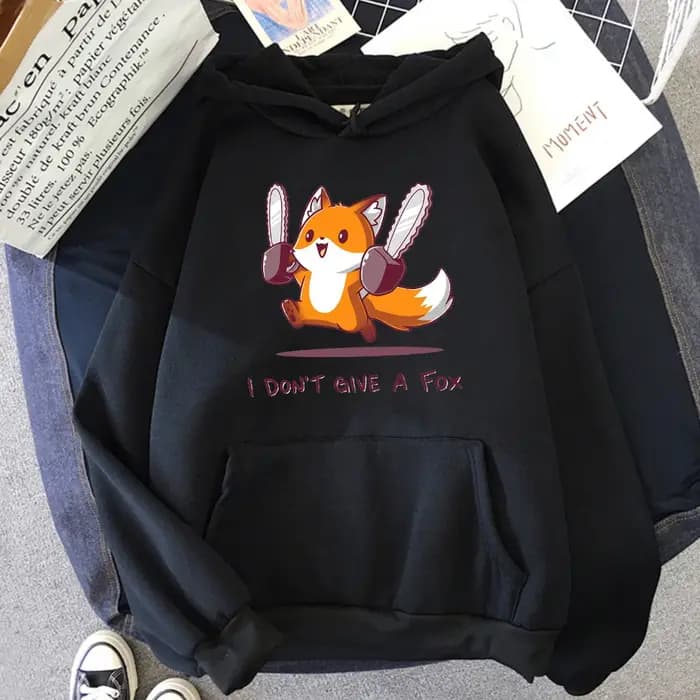 Je ne donne pas un renard mignon Animal Kawaii sweat à capuche hommes lâche polaire pull Hip Hop swe