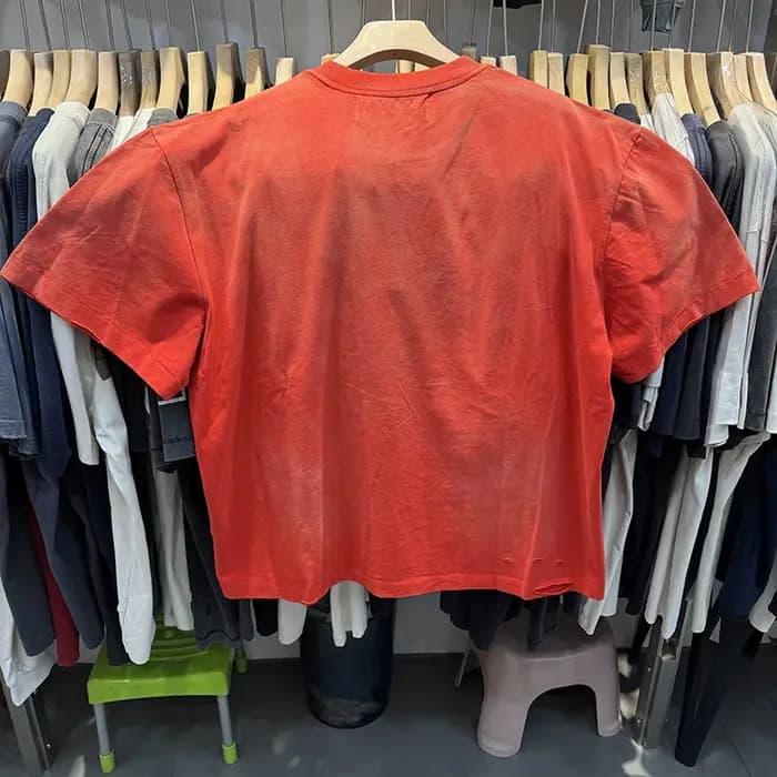 Rouge rétro Paly Style américain Graffiti cristal lettre t-shirt hommes
