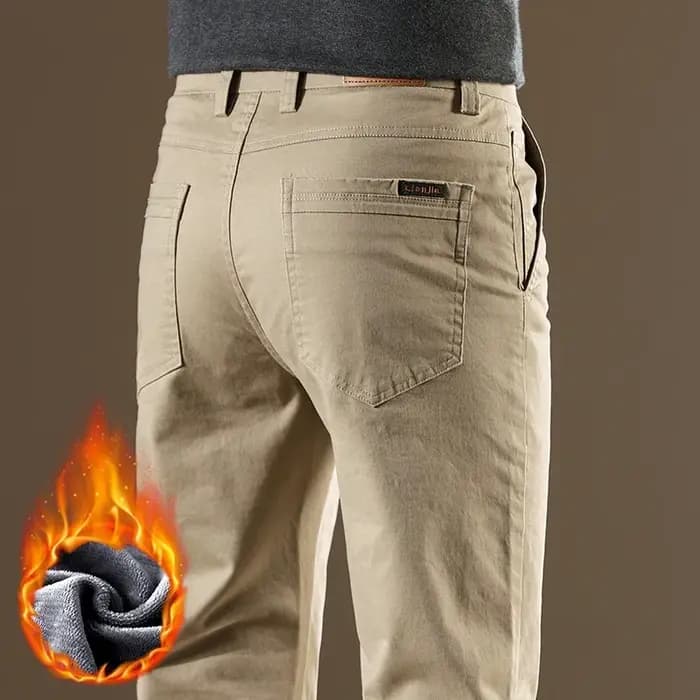 97% coton polaire affaires pantalons décontractés hommes droit confortable Stretch chaud pantalon hiver épaissi velours thermique mâle vêtements
