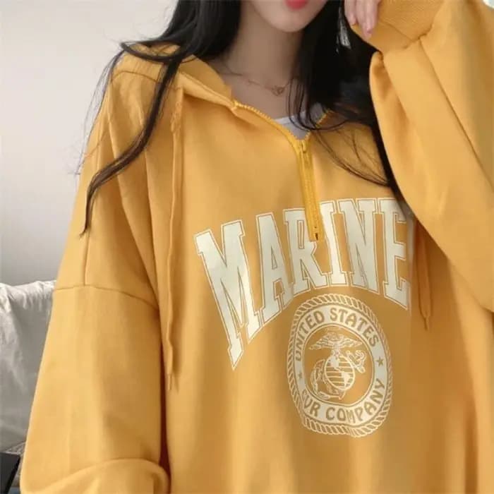 Pull Baggy à Capuche avec Fermeture Éclair pour Femme