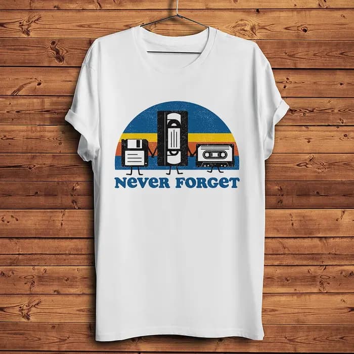 T-shirt vintage années 80 avec motif cassette audio