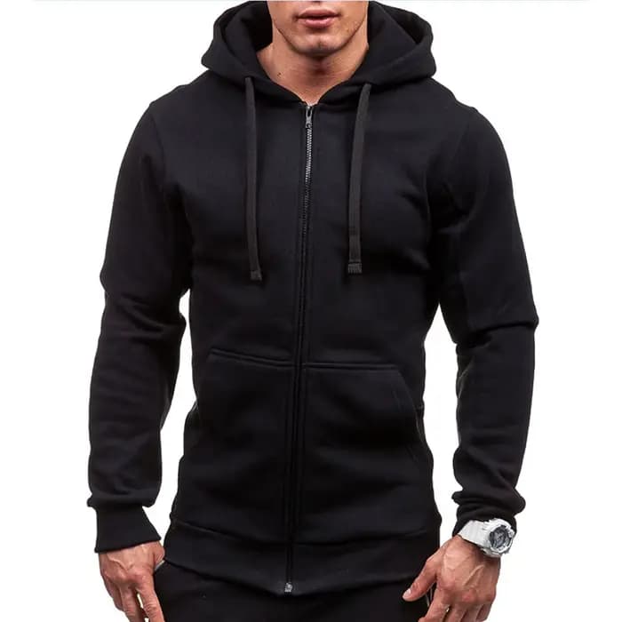 Sweat-shirt décontracté à capuche avec fermeture éclair pour homme