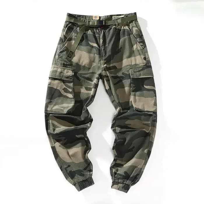 Pantalon cargo ample camouflage multi-poches avec revers pour homme – Jogger décontracté en coton pour le quotidien