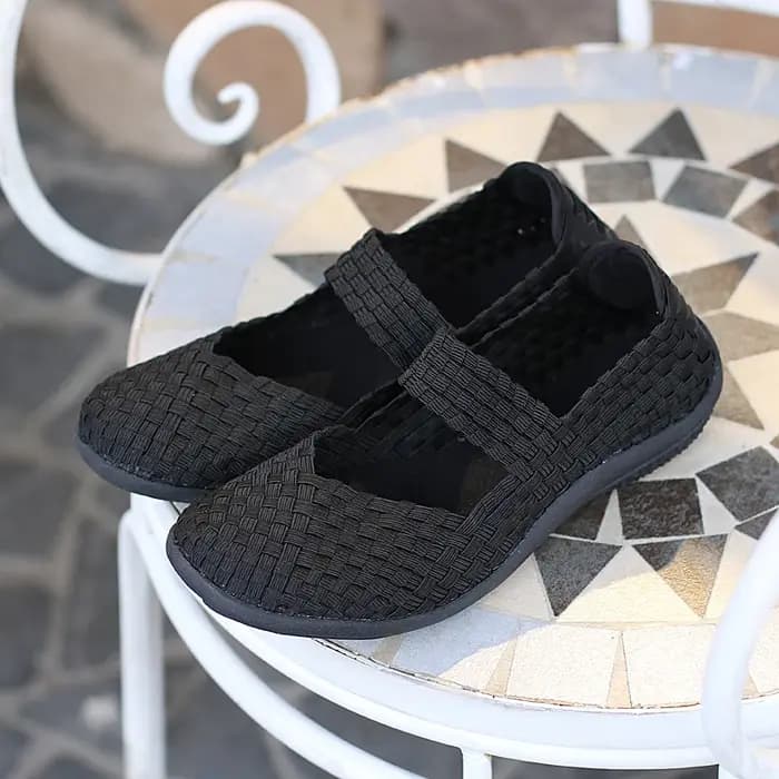 Femmes tissé baskets sans lacet plat femme chaussures de sport antidérapant doux femme chaussures d'été loisirs mocassins noir Sneaker grande taille