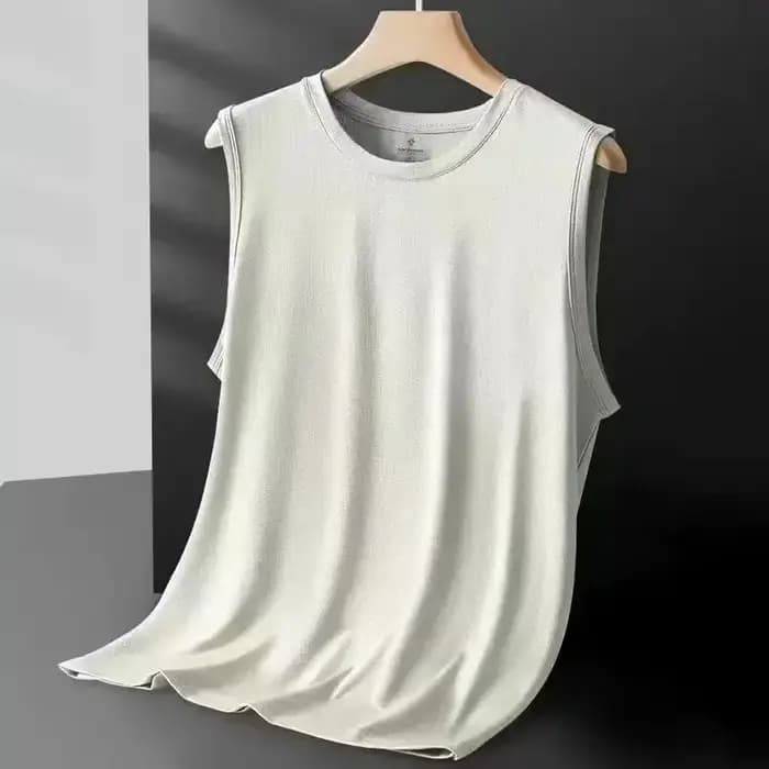 Gilet en maille de soie glacée pour hommes, vêtements de sport légers d'été, T-shirt sans manches, d