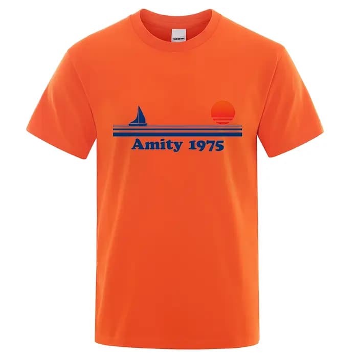Amity 1975-Mâchoires rétro impression t-shirt hommes créativité Sweat vêtements mode