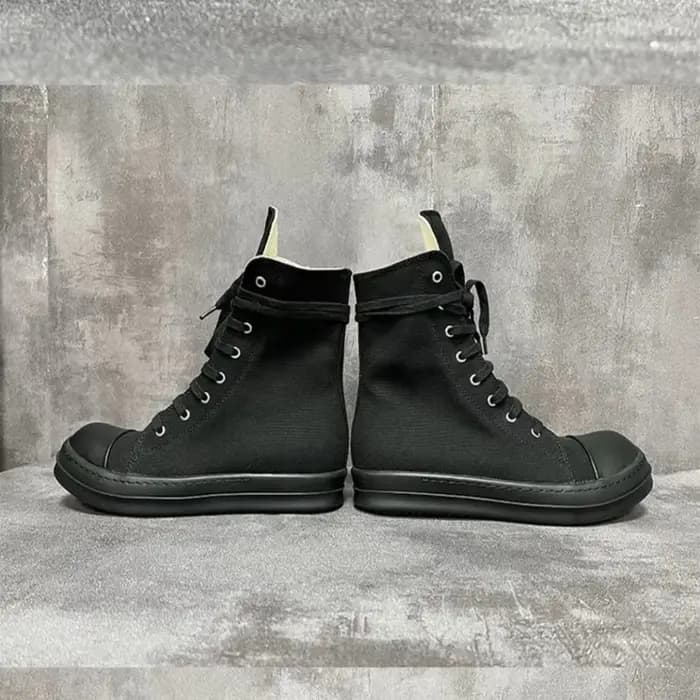 Ro bottes classiques hommes chaussure femmes Sneaker pleine toile noire chaussures hautes espadrilles décontractées fermeture éclair à lacets bottine de luxe