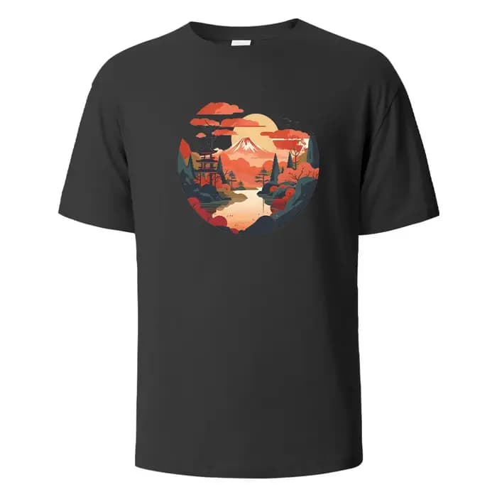 T-Shirt Imprimé Mont Fuji pour Homme et Femme
