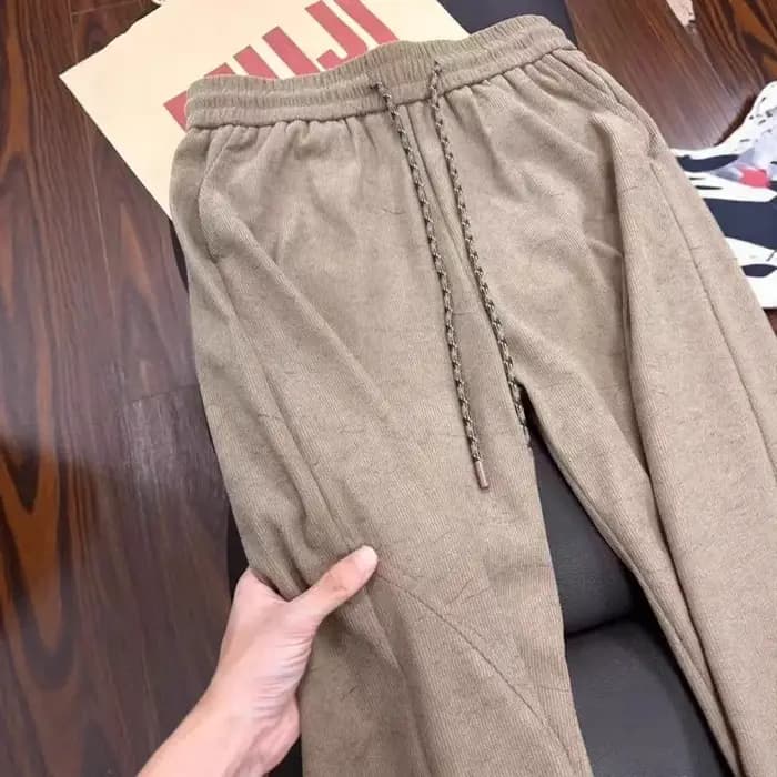 Pantalon de survêtement en velours côtelé kaki pour homme