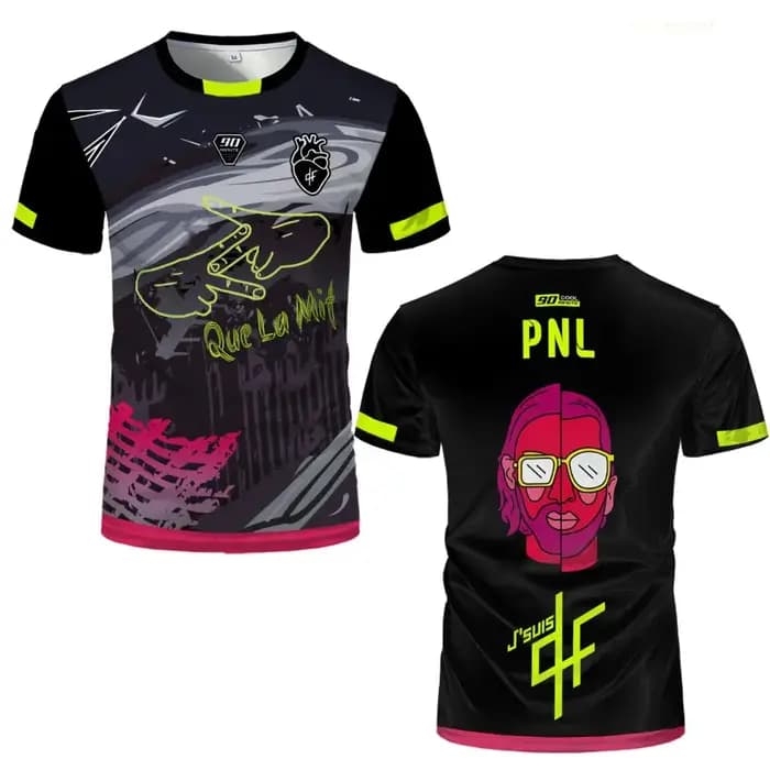 PNL Maillots 90 minutes maillot imprimé respirant Football formation T-shirt hommes et femmes à la mode à manches courtes col rond t-shirts