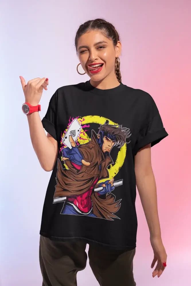 Gambit Card Trick T-Shirt x-men pour hommes, chemise unisexe grise, toutes tailles