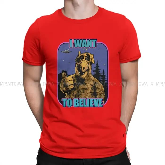 ALF la série animée t-shirt créatif pour hommes je veux croire t-shirt de base personnaliser cadeau