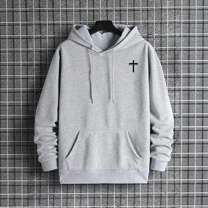 Sweat à capuche urbain pour hommes 2025, haute qualité, couleur unie, manches longues, décontracté, sportif, vêtements d'extérieur, imprimé croix de jésus