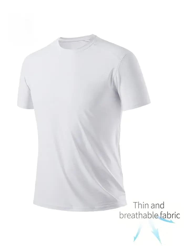 T-shirt col rond 1 pièce blanc ultra-léger pour hommes