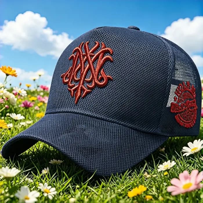 Casquette Trucker en Maille Respirante avec Broderie Gothique, Chapeau d'Été Réglable pour Hommes et Femmes, Idéal Streetwear et Activités de Plein Air