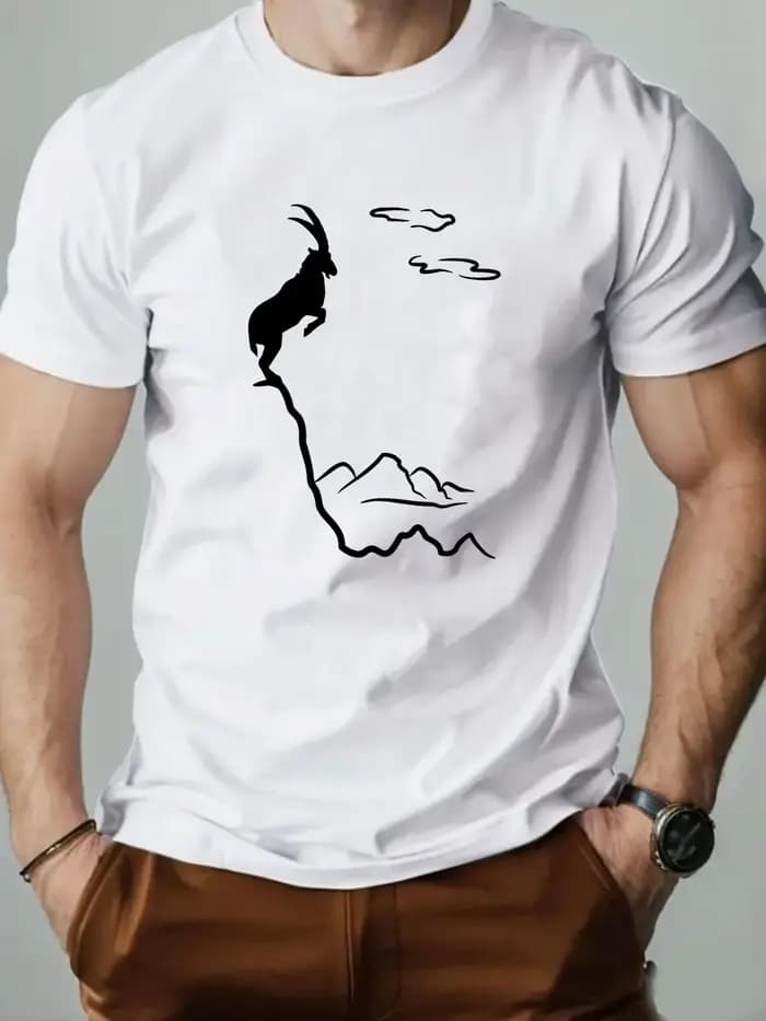 T-shirt décontracté pour homme, motif chèvre anglaise, 100% coton pur, tissu doux, adapté au sport q
