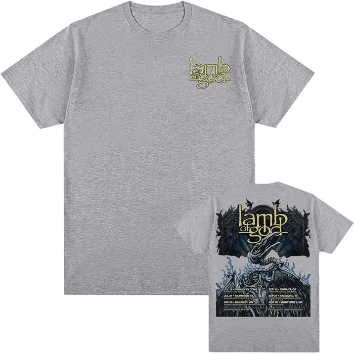 Agneau de dieu Tour 2025 nouveau T-shirt bande mentale impression graphique t-shirts à manches courtes coton homme