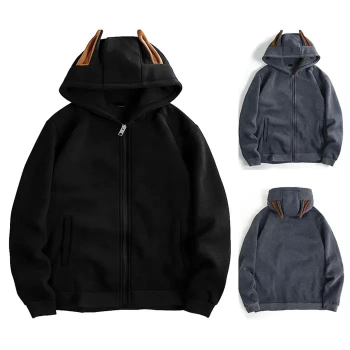 Sweat à capuche brillant pour hommes, fermeture éclair, Hip-Hop, oreille de chien, Design Cool, veste à capuche, H257