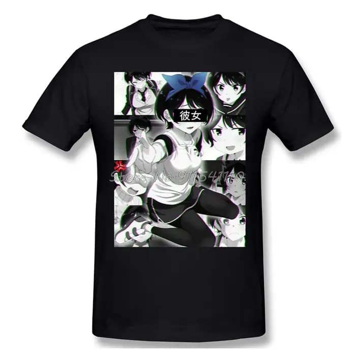 Haute qualité hommes vêtements col rond 100 coton Ruka Sarashina graphique T-shirt louer une petite amie Kazuya Mizuhara Anime manches courtes