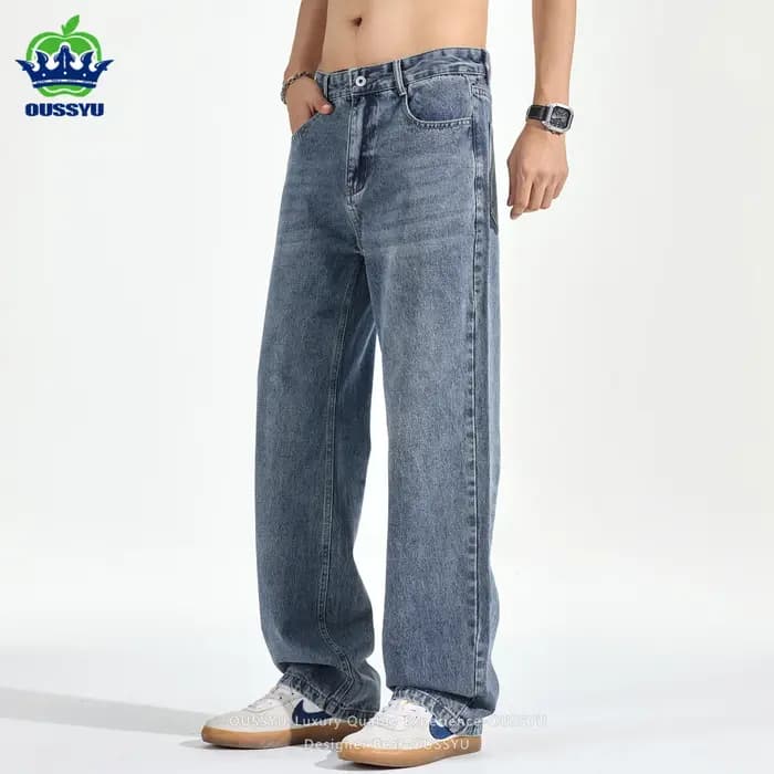 Vêtements de marque OUSSYU, jeans classiques amples pour hommes, style américain, pantalon en denim