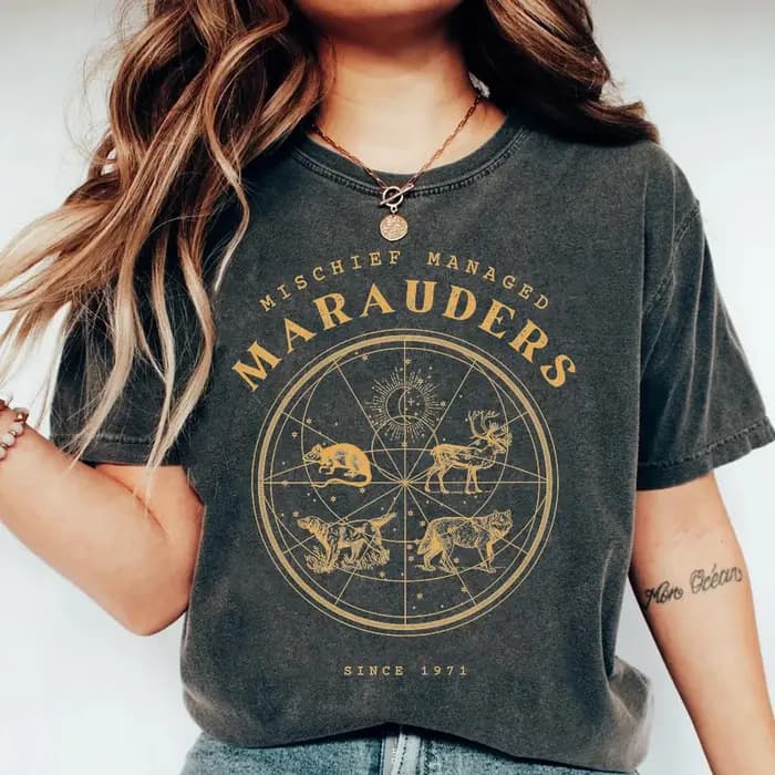 Mischief gérer chemise les Marauders Hp sorcier école T-shirt Fandom Booktok Bookish Merch assistant Halloween hauts Fans cadeau