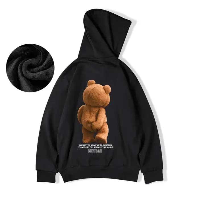 Sweats à capuche College graphiques ours Kawaii pour hommes