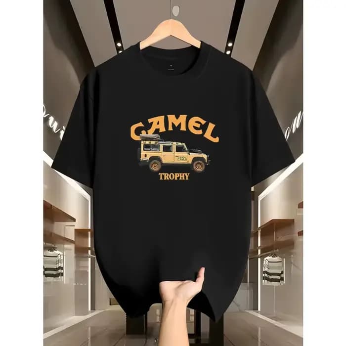 T-shirt vintage pour homme avec imprimé voiture Camel Trophy, streetwear décontracté, coton, manches