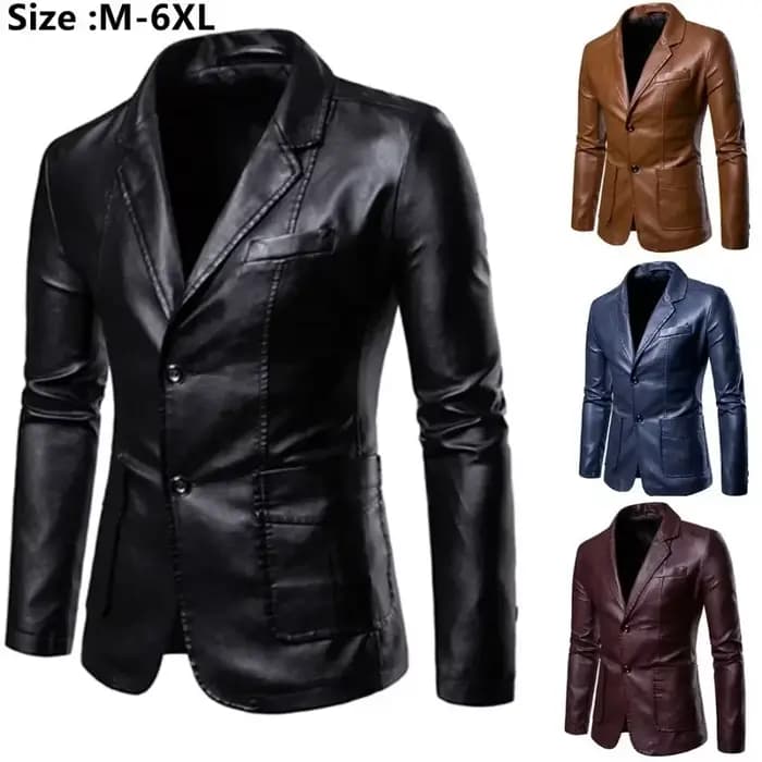 2026 costumes en cuir pour hommes vestes Blazers mince mode mâle pardessus