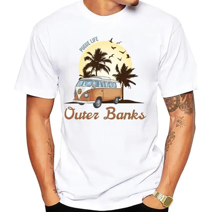 AMEITTE Miami plage scène voitures hommes t-shirt graphique Vintage