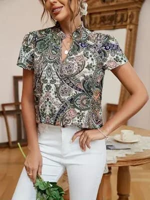 T-shirt décontracté à imprimé floral tendance pour l'été - Vêtements de vacances respirants et légers pour femmes