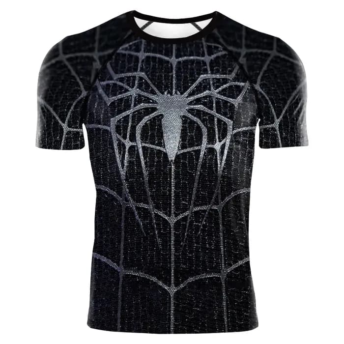 T-shirt de compression imprimé araignée pour hommes, chemise de fitness, t-shirt Rashgard, costume d