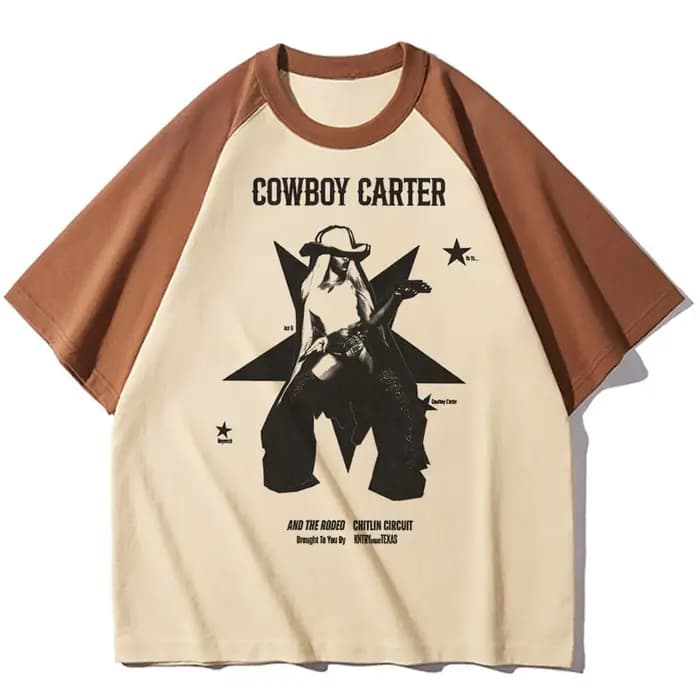 Beyonce Cowboy Carter t-shirt femme hip hop années 2000 harajuku confortable respirant coréen vêtements numérique classique