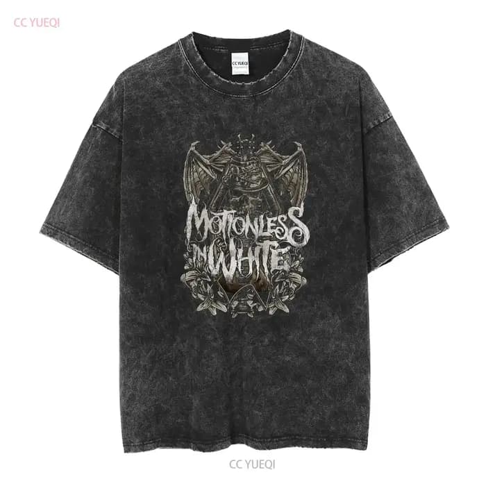 Immobile en blanc noir t-shirt sans étiquette vintage lavé graphique étiré homme élégant unisexe respirant décontracté