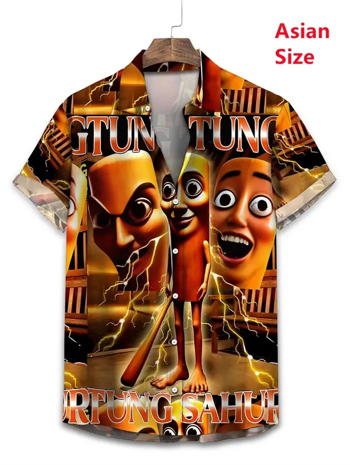 Hotsale Brainrot Tung Tung Tung Sahur Tralalero Tralala Boneca Ambalabu graphique enfants hommes Hawaii hommes chemises vêtements de créateurs