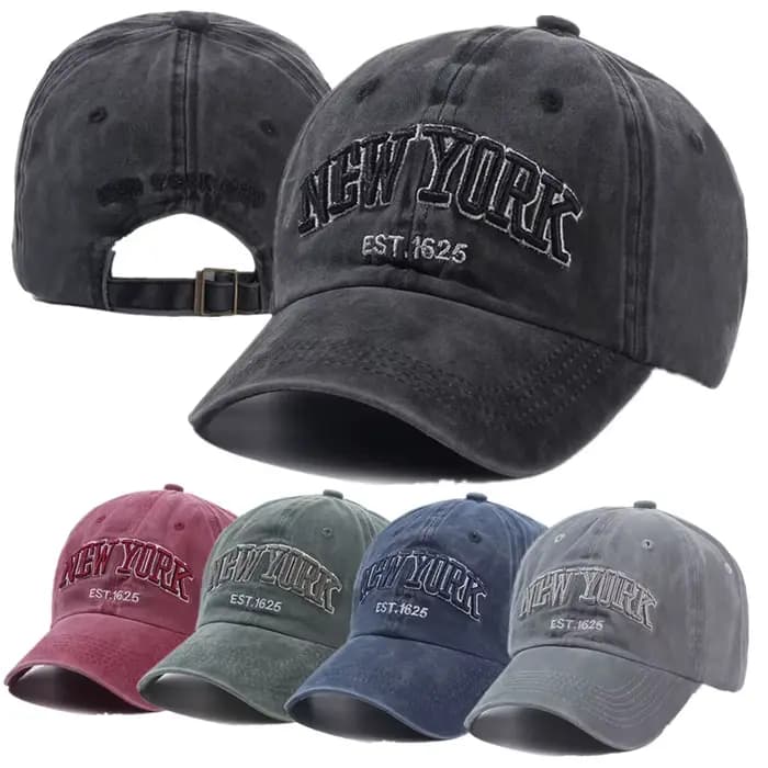 Casquette en coton délavé New York 2025 pour hommes et femmes, casquettes snapback, casquettes de baseball, protection solaire, casquette de papa, casquette d'extérieur