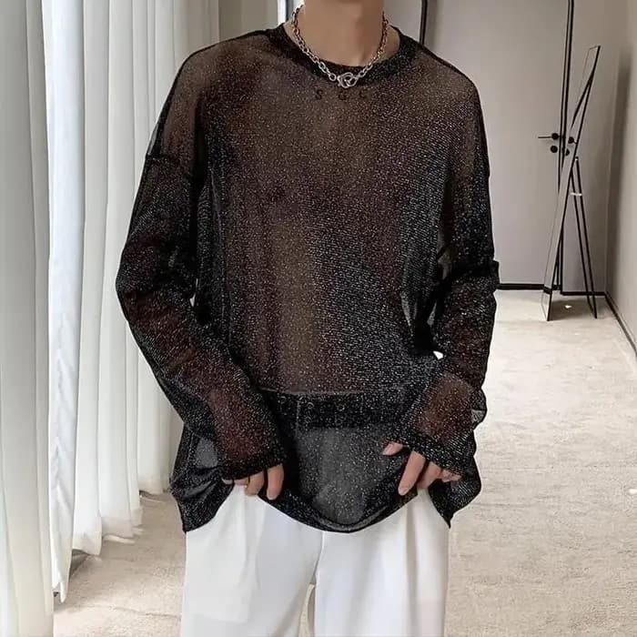 T-Shirt en Maille Transparente pour Homme