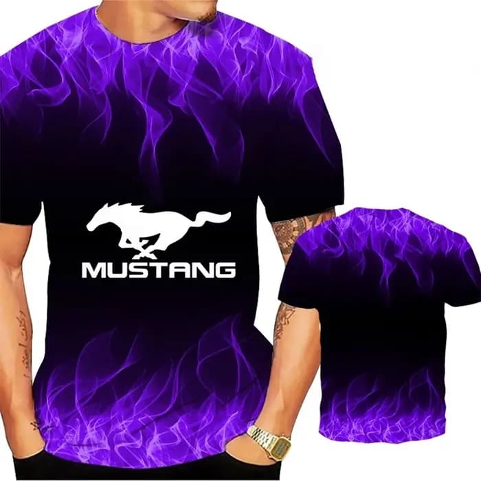 Le design artistique Mustang cool et à la mode 3D crée des manches courtes de sport confortables et respirantes