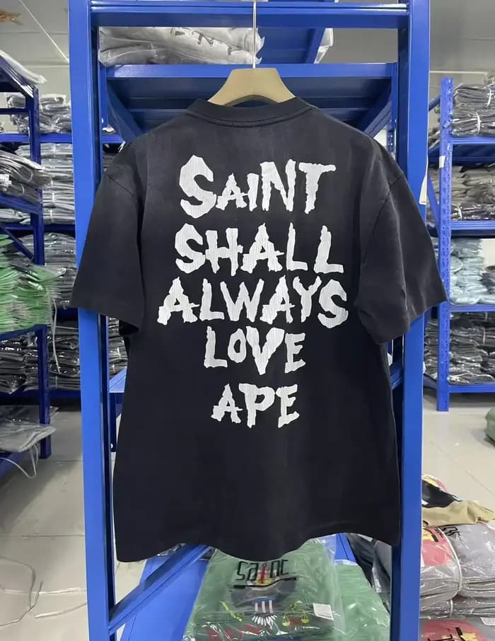T-shirt noir imprimé crâne Saint Tear pour hommes et femmes, t-shirt de haute qualité