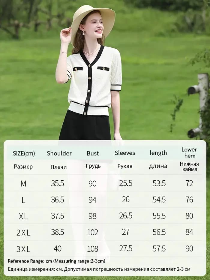 Je crois que vous femmes françaises été tricots petit parfum Style col en v à manches courtes Blouse 2025 nouvelle dame pulls 2242145814