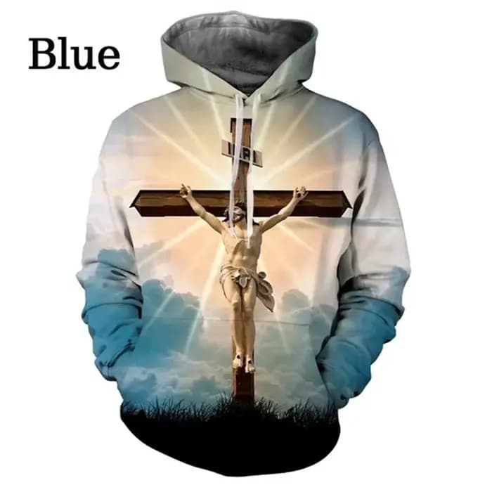 Sweat à capuche imprimé croix de Jésus chrétien pour hommes et femmes