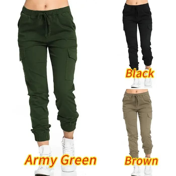 Nouveau pantalon cargo jogger uni pour femme