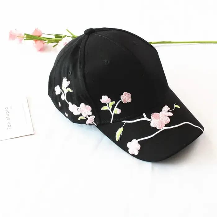 Casquette de Baseball avec broderie de fleurs de prunier pour femmes