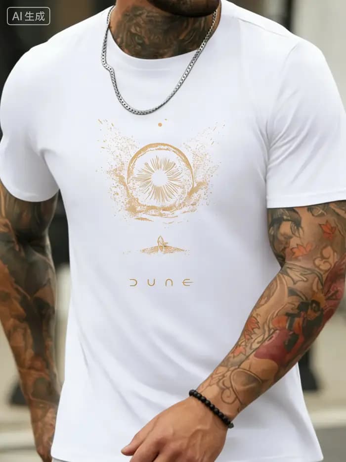 T-shirt pour homme au style unique inspiré de la science-fiction classique d'été « Dune »