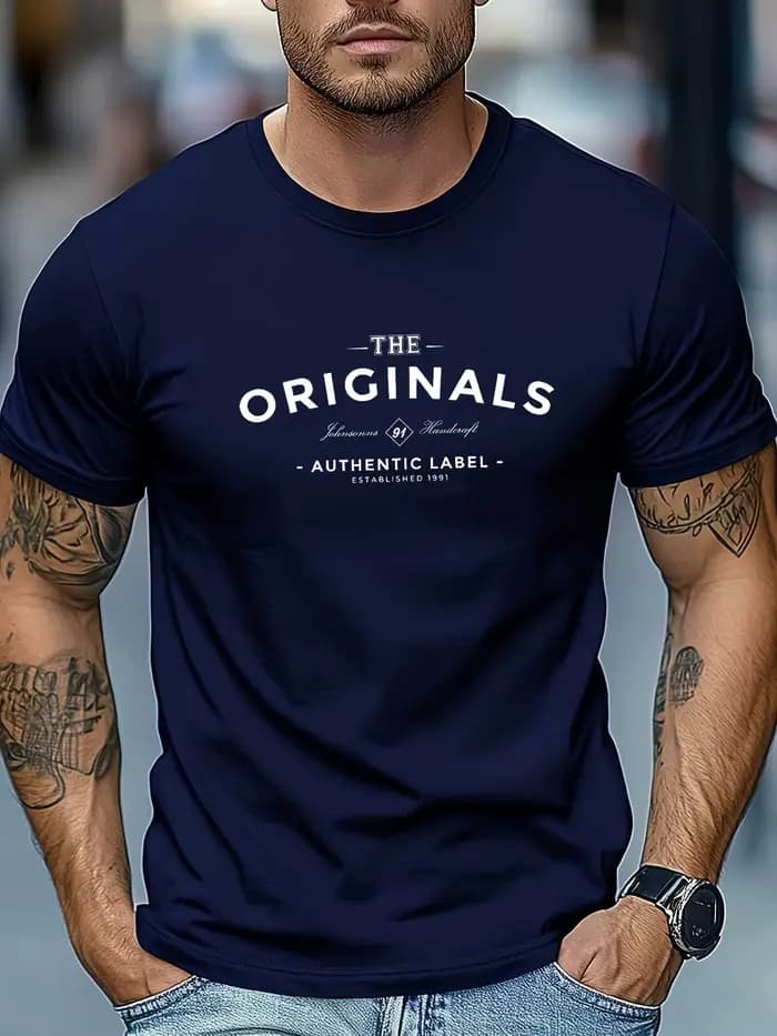 T-shirt à col rond en pur coton pour hommes