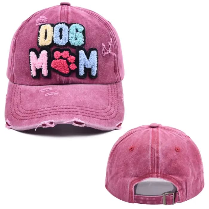 Casquette de baseball réglable brodée pour maman de chien, patch de sport délavé, chapeau de papa à